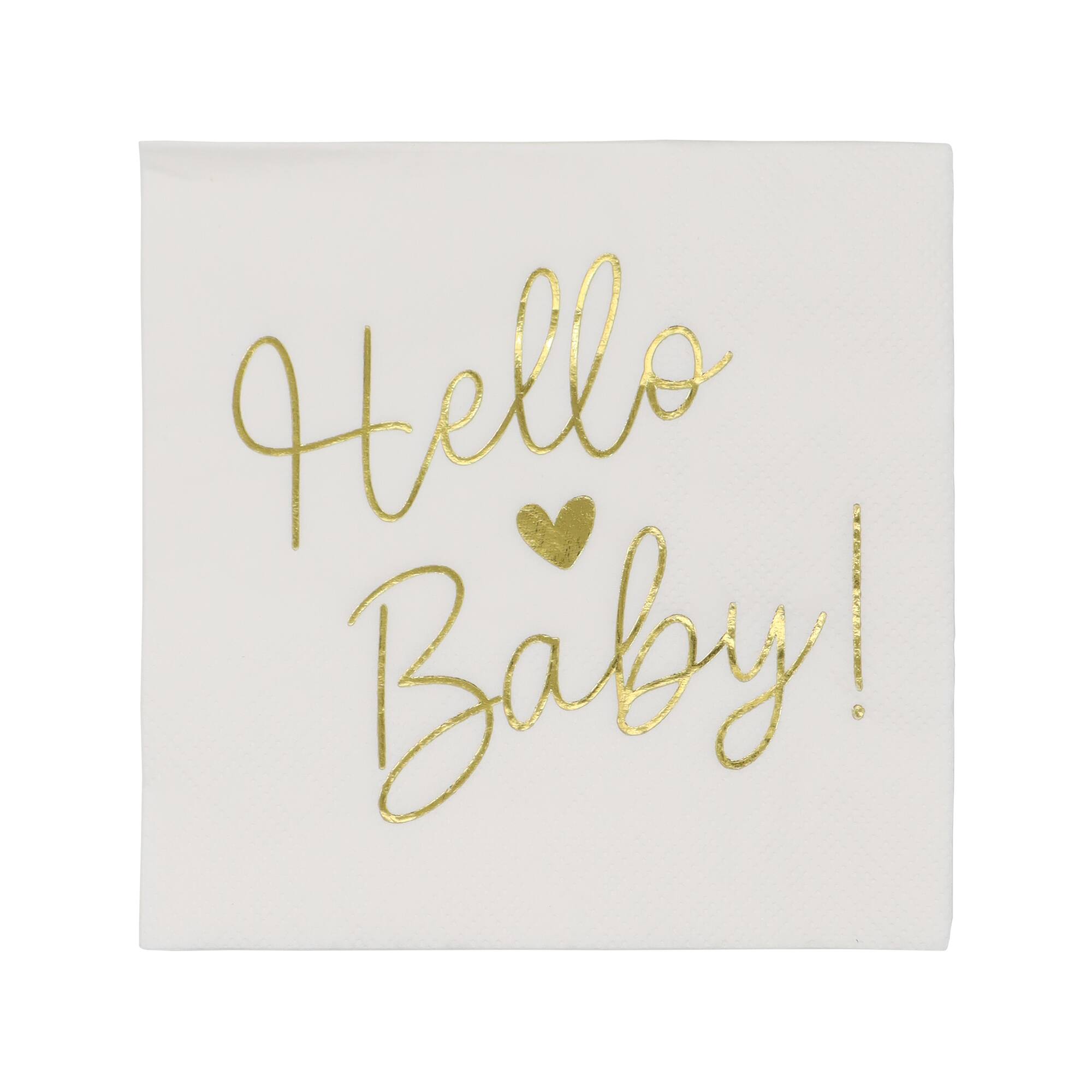 24 Packs: 20 ct. (480 total) Gold Hello Baby Beverage Napkins by Celebrate It™